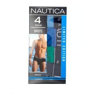 Nautica Men's Large 36-38 Stretch Briefs 4-Pack Blue Green NIB